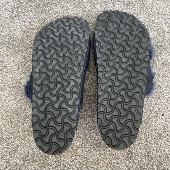 Birkenstock Arizona shearling lined sandals men’s size 10 blue Nubuck Leather - Picture 11 of 11